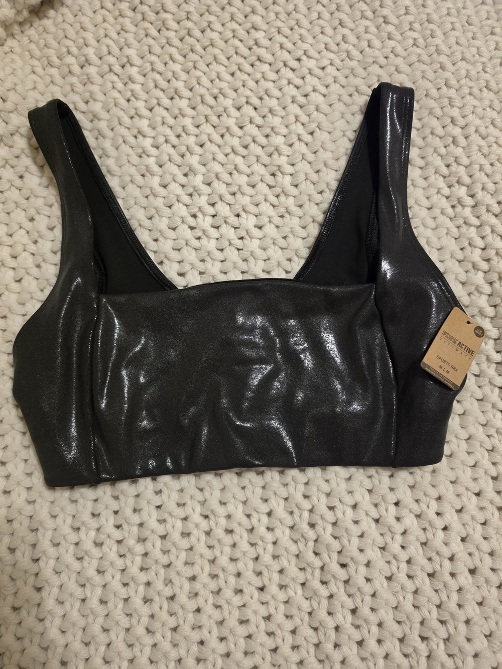VS PINK Shiny Black Sports Bra